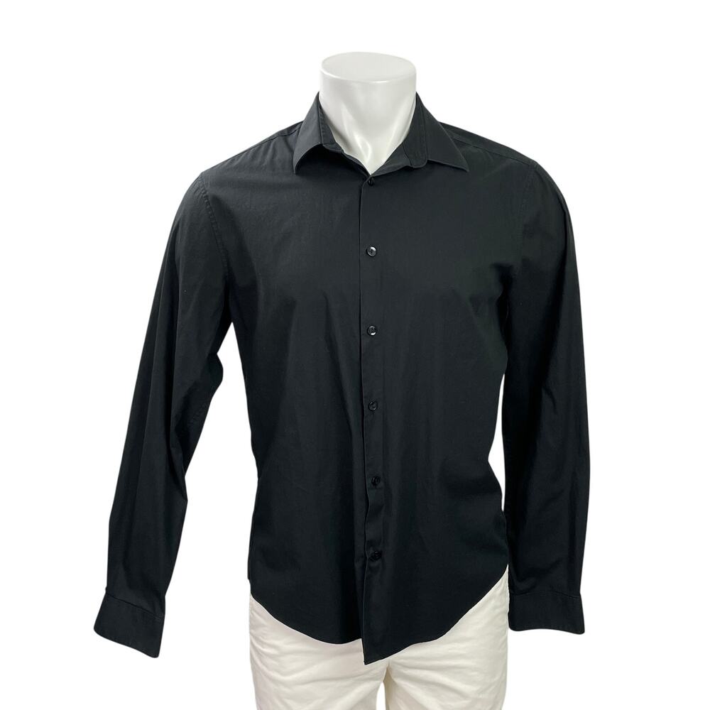 Calvin Klein Men's Black Extra Slim Fit Long Sleeve Button Down Shirt Top Size M